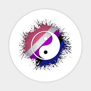 Paint Splatter Gender Fluid Pride Flag Yin and Yang Symbol Magnet